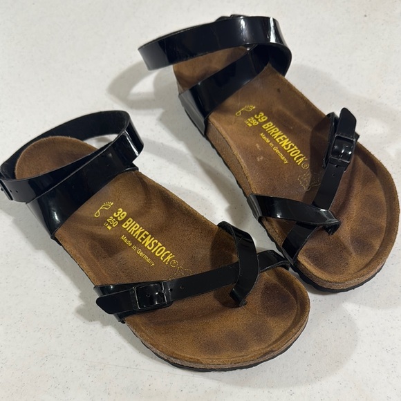 Birkenstock Shoes - Birkenstock Yara Ankle Patent Black Sandals Size 39
